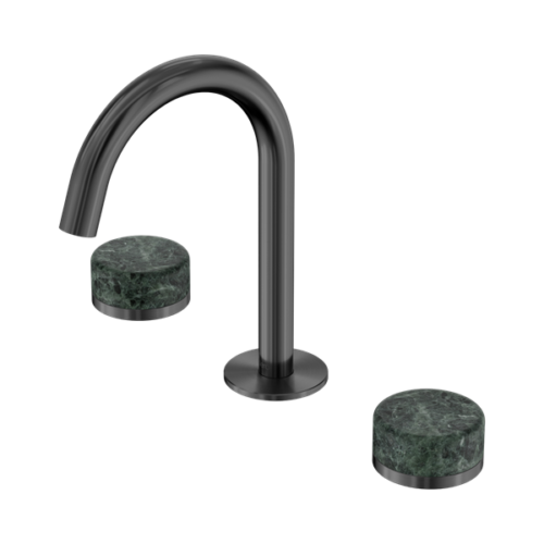 Nero Serenity Basin Set Arc Spout With Verde Alpi Handle Gun Metal - 24D012GM