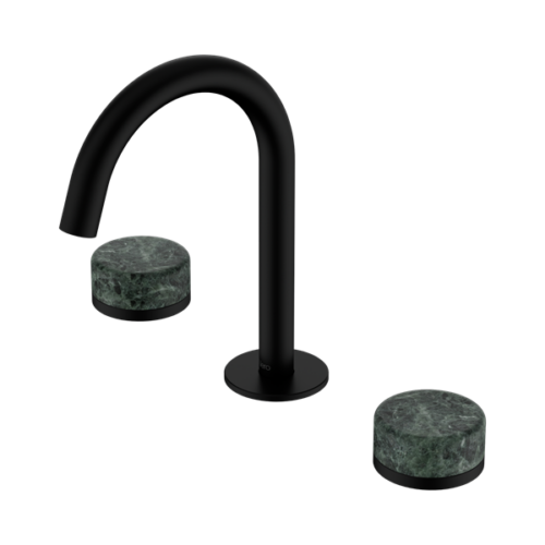 Nero Serenity Basin Set Arc Spout With Verde Alpi Handle Matte Black - 24D012MB