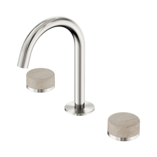 Nero Serenity Basin Set Arc Spout With Rome Travertine Handle Brushed Nickel - 24D013BN