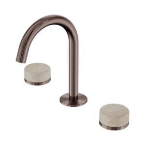 Nero Serenity Basin Set Arc Spout With Rome Travertine Handle Brushed Bronze - 24D013BZ