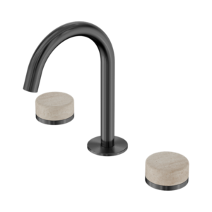 Nero Serenity Basin Set Arc Spout With Rome Travertine Handle Gun Metal - 24D013GM