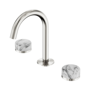 Nero Serenity Basin Set Arc Spout With Arabescato Corchia Handle Brushed Nickel - 24D014BN