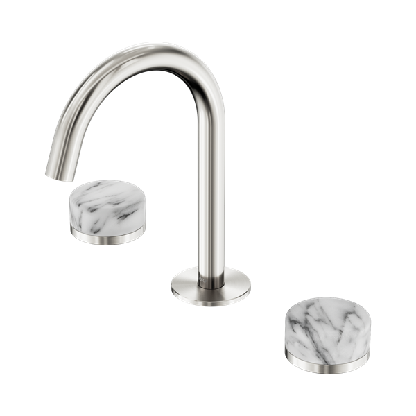 Nero Serenity Basin Set Arc Spout With Arabescato Corchia Handle Brushed Nickel - 24D014BN
