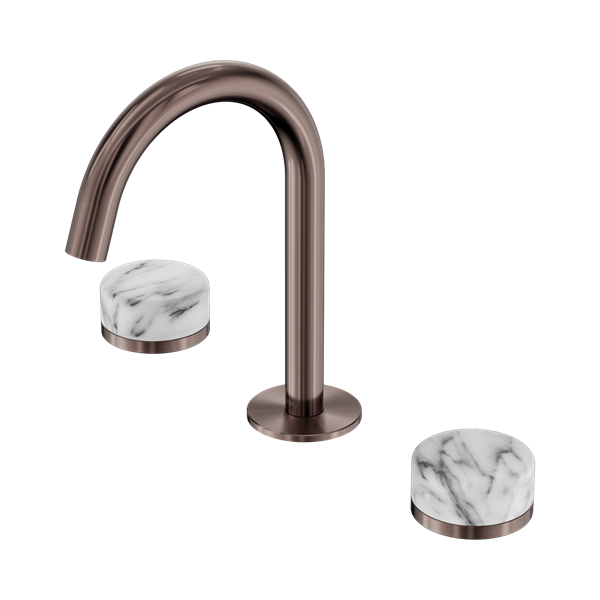Nero Serenity Basin Set Arc Spout With Arabescato Corchia Handle Brushed Bronze - 24D014BZ