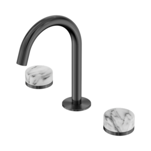 Nero Serenity Basin Set Arc Spout With Arabescato Corchia Handle Gun Metal - 24D014GM