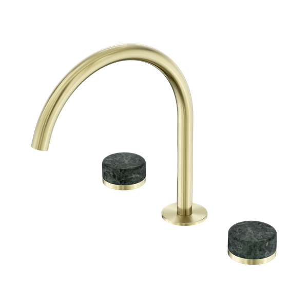 Nero Serenity Bath/Kitchen Set Arc Spout With Verde Alpi Handle Brushed Gold - 24D018BG