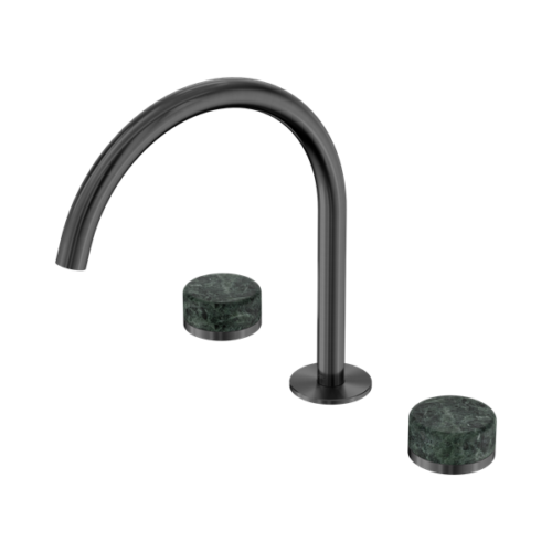 Nero Serenity Bath/Kitchen Set Arc Spout With Verde Alpi Handle Gun Metal - 24D018GM