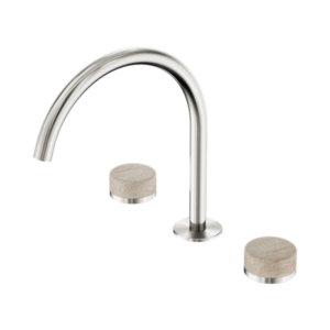 Nero Serenity Bath/Kitchen Set Arc Spout With Rome Travertine Handle Brushed Nickel - 24D019BN