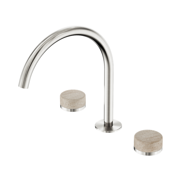 Nero Serenity Bath/Kitchen Set Arc Spout With Rome Travertine Handle Brushed Nickel - 24D019BN