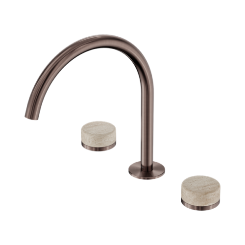 Nero Serenity Bath/Kitchen Set Arc Spout With Rome Travertine Handle Brushed Bronze - 24D019BZ