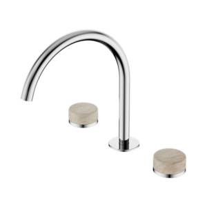 Nero Serenity Bath/Kitchen Set Arc Spout With Rome Travertine Handle Chrome - 24D019CH