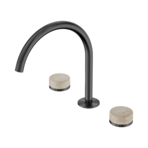 Nero Serenity Bath/Kitchen Set Arc Spout With Rome Travertine Handle Gun Metal - 24D019GM