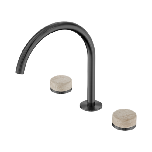 Nero Serenity Bath/Kitchen Set Arc Spout With Rome Travertine Handle Gun Metal - 24D019GM