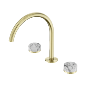 Nero Serenity Bath/Kitchen Set Arc Spout With Arabescato Corchia Handle Brushed Gold - 24D020BG