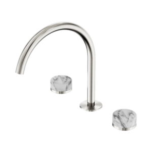 Nero Serenity Bath/Kitchen Set Arc Spout With Arabescato Corchia Handle Brushed Nickel - 24D020BN
