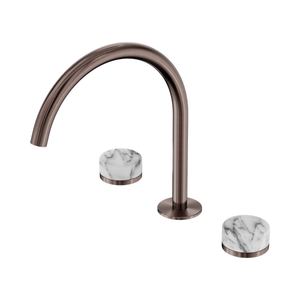 Nero Serenity Bath/Kitchen Set Arc Spout With Arabescato Corchia Handle Brushed Bronze - 24D020BZ
