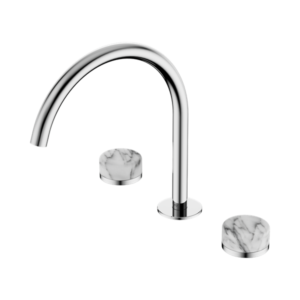 Nero Serenity Bath/Kitchen Set Arc Spout With Arabescato Corchia Handle Chrome - 24D020CH