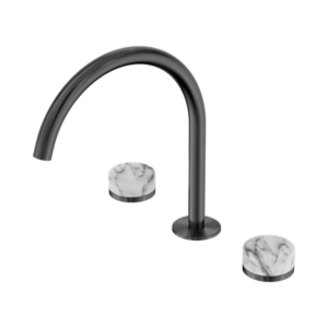 Nero Serenity Bath/Kitchen Set Arc Spout With Arabescato Corchia Handle Gun Metal - 24D020GM