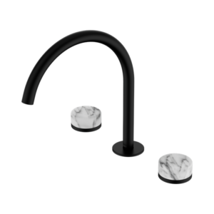 Nero Serenity Bath/Kitchen Set Arc Spout With Arabescato Corchia Handle Matte Black - 24D020MB