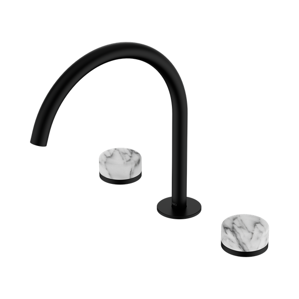 Nero Serenity Bath/Kitchen Set Arc Spout With Arabescato Corchia Handle Matte Black - 24D020MB