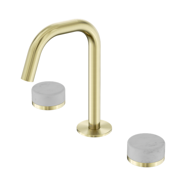 Nero Serenity Basin Set Edge Spout With Carrara Handle Brushed Gold - 24D023BG