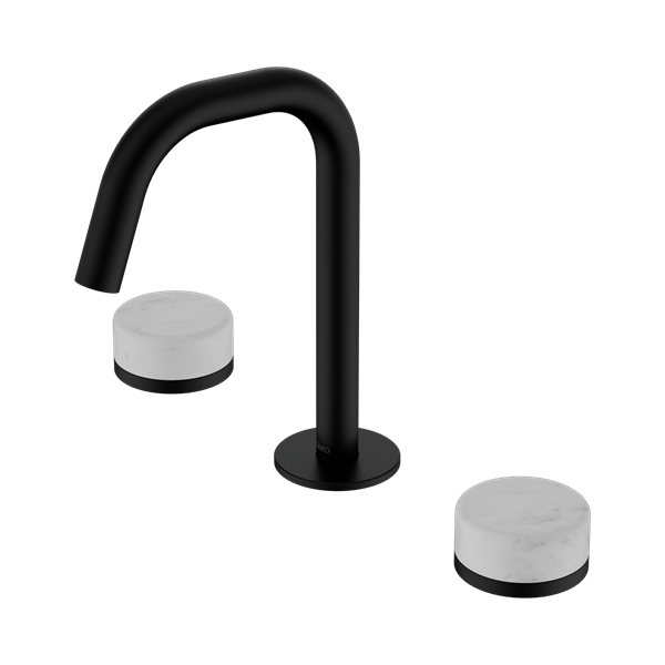 Nero Serenity Basin Set Edge Spout With Carrara Handle Matte Black - 24D023MB