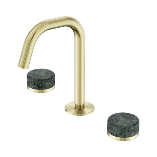 Nero Serenity Basin Set Edge Spout With Verde Alpi Handle Brushed Gold - 24D024BG