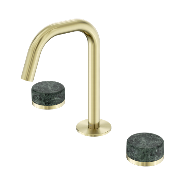 Nero Serenity Basin Set Edge Spout With Verde Alpi Handle Brushed Gold - 24D024BG