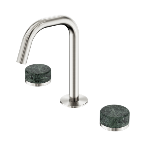 Nero Serenity Basin Set Edge Spout With Verde Alpi Handle Brushed Nickel - 24D024BN