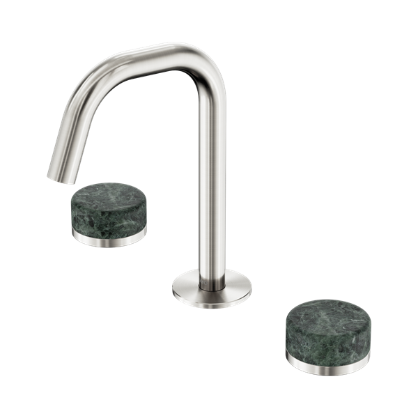 Nero Serenity Basin Set Edge Spout With Verde Alpi Handle Brushed Nickel - 24D024BN