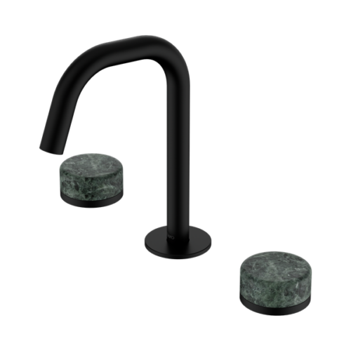 Nero Serenity Basin Set Edge Spout With Verde Alpi Handle Matte Black - 24D024MB