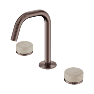 Nero Serenity Basin Set Edge Spout With Rome Travertine Handle Brushed Bronze - 24D025BZ
