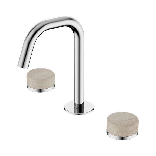 Nero Serenity Basin Set Edge Spout With Rome Travertine Handle Chrome - 24D025CH