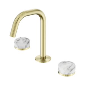 Nero Serenity Basin Set Edge Spout With Arabescato Corchia Handle Brushed Gold - 24D026BG