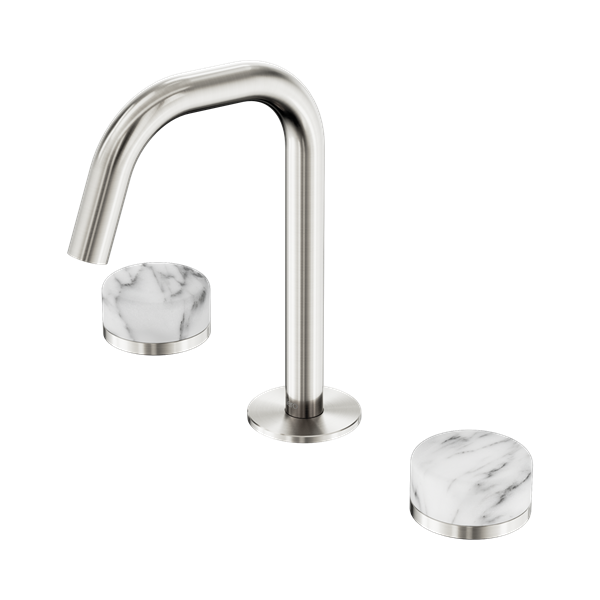 Nero Serenity Basin Set Edge Spout With Arabescato Corchia Handle Brushed Nickel - 24D026BN