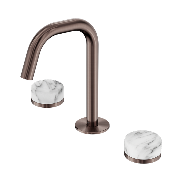 Nero Serenity Basin Set Edge Spout With Arabescato Corchia Handle Brushed Bronze - 24D026BZ