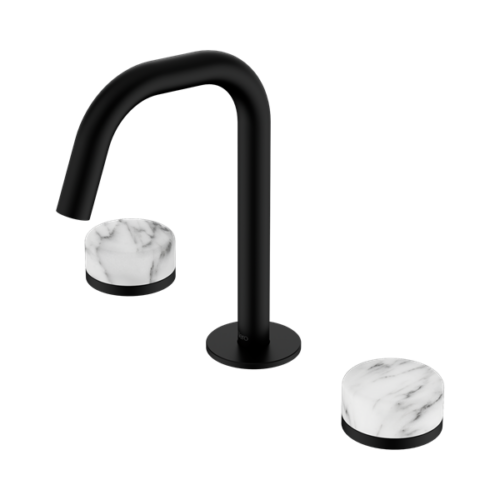 24D026MB-Serenity-Basin-Set-Edge-Spout-With-Arabescato-Corchia-Handle-Matte-Black-Thumb.png Nero Serenity Basin Set Edge Spout With Arabescato Corchia Handle Matte Black - 24D026MB