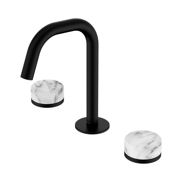 Nero Serenity Basin Set Edge Spout With Arabescato Corchia Handle Matte Black - 24D026MB