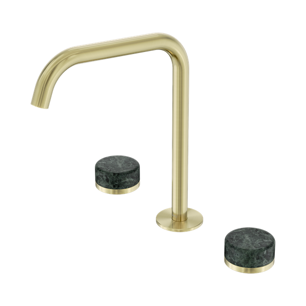 Nero Serenity Bath/Kitchen Set Edge Spout With Verde Alpi Handle Brushed Gold - 24D030BG