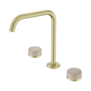 Nero Serenity Bath/Kitchen Set Edge Spout With Rome Travertine Handle Brushed Gold - 24D031BG