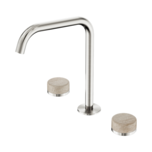 Nero Serenity Bath/Kitchen Set Edge Spout With Rome Travertine Handle Brushed Nickel - 24D031BN