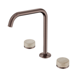 Nero Serenity Bath/Kitchen Set Edge Spout With Rome Travertine Handle Brushed Bronze - 24D031BZ
