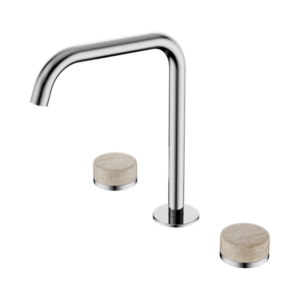 Nero Serenity Bath/Kitchen Set Edge Spout With Rome Travertine Handle Chrome - 24D031CH