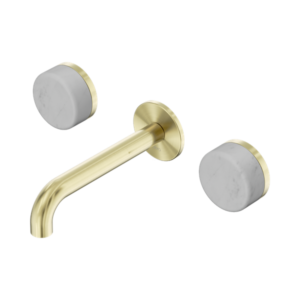 Nero Serenity Wall Basin Set 160mm Spout With Carrara Handle Brushed Gold - 24D035BG