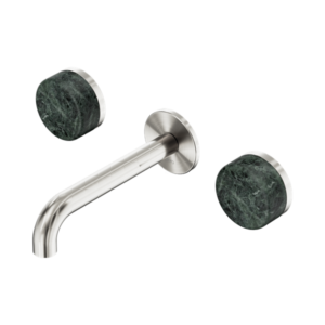 Nero Serenity Wall Basin Set 160mm Spout With Verde Alpi Handle Brushed Nickel - 24D036BN