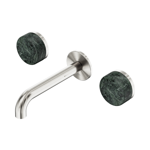Nero Serenity Wall Basin Set 160mm Spout With Verde Alpi Handle Brushed Nickel - 24D036BN