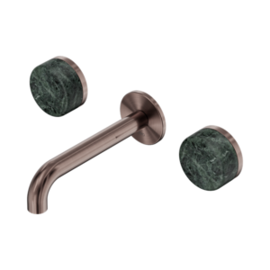 Nero Serenity Wall Basin Set 160mm Spout With Verde Alpi Handle Brushed Bronze - 24D036BZ