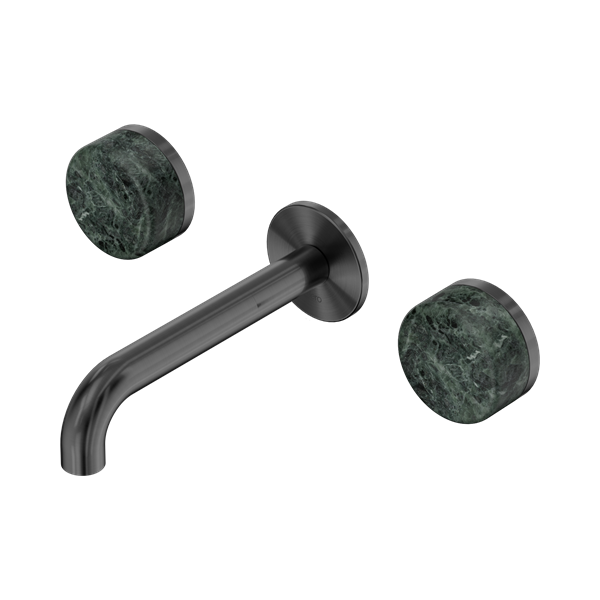 Nero Serenity Wall Basin Set 160mm Spout With Verde Alpi Handle Gun Metal - 24D036GM