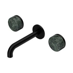 Nero Serenity Wall Basin Set 160mm Spout With Verde Alpi Handle Matte Black - 24D036MB