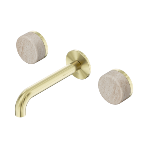 24D037BG-Serenity-Wall-Basin-Set-160mm-Spout-With-Rome-Travertine-Handle-Brushed-Gold-Thumb.png Nero Serenity Wall Basin Set 160mm Spout With Rome Travertine Handle Brushed Gold - 24D037BG